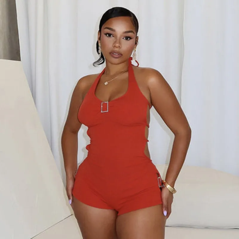 Women's Daily Sexy Solid Color Shorts Rompers display picture 9