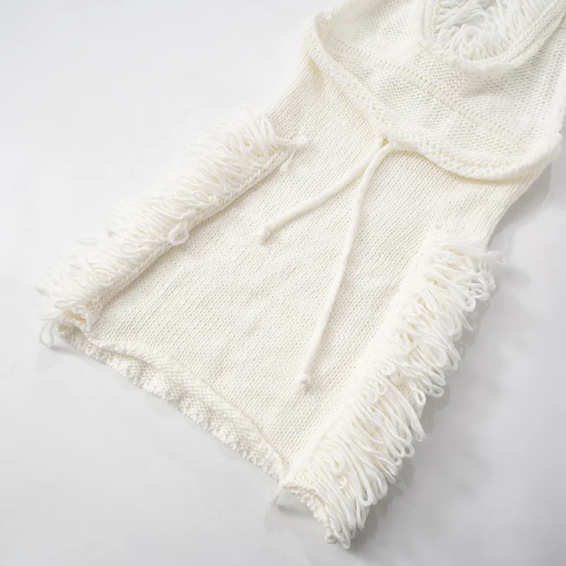 Women's Hip Skirt Fringe Dress Elegant Classic Style Halter Neck Tassel Sleeveless Solid Color Above Knee Casual Daily display picture 15
