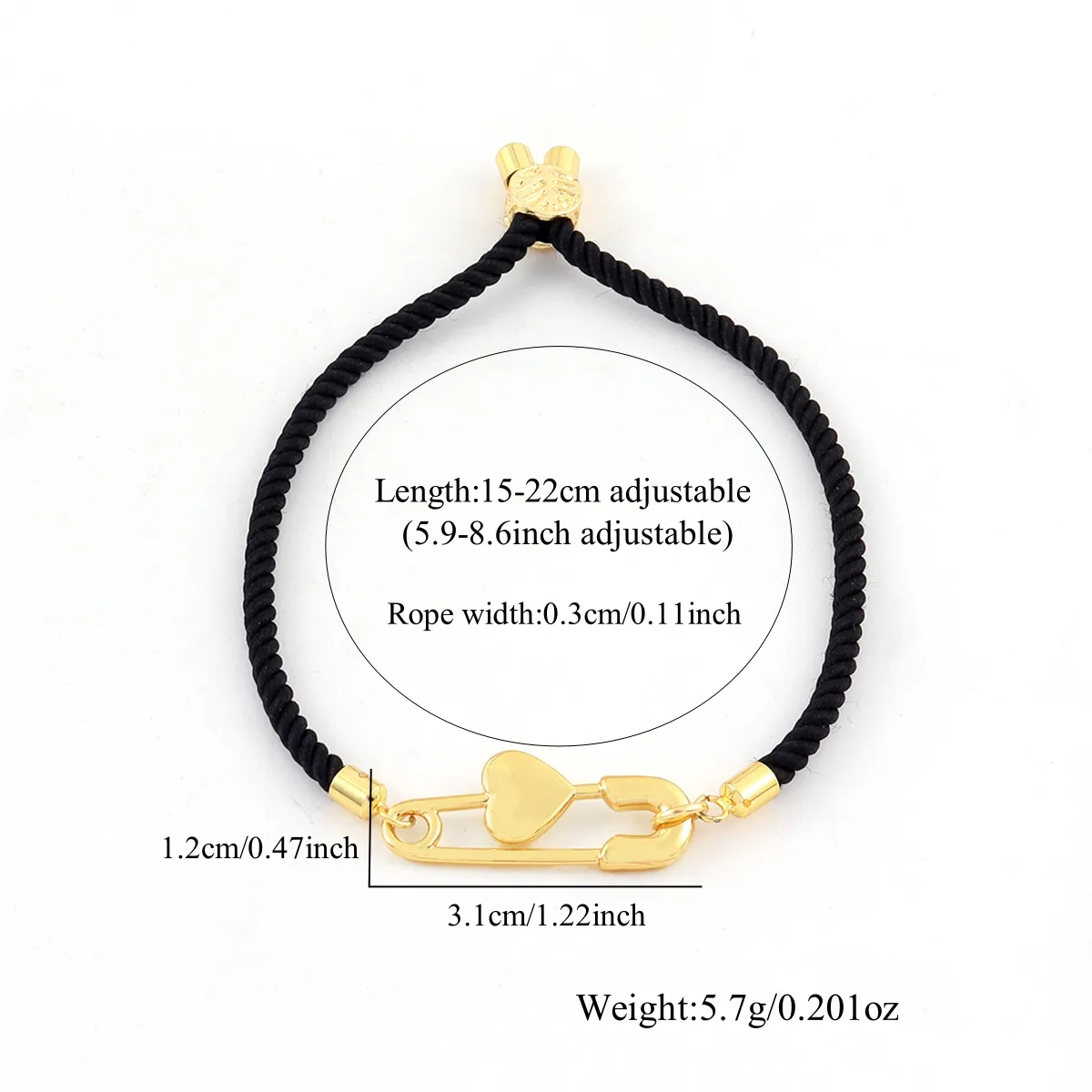Elegant Simple Style Pin Heart Shape Nylon Copper Women's Bracelets display picture 2