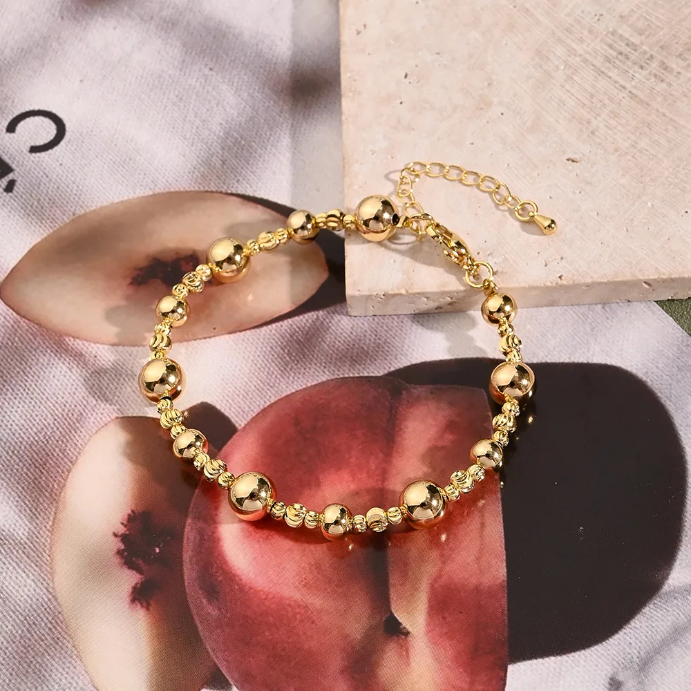 Casual Simple Style Round Copper Polishing Plating 18K Gold Plated Rose Gold Plated White Gold Plated Women's Bracelets Necklace Jewelry Set display picture 2