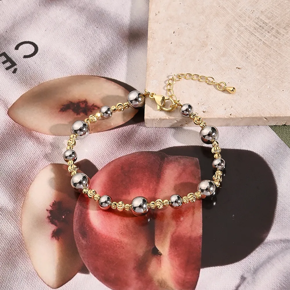 Casual Simple Style Round Copper Polishing Plating 18K Gold Plated Rose Gold Plated White Gold Plated Women's Bracelets Necklace Jewelry Set display picture 4
