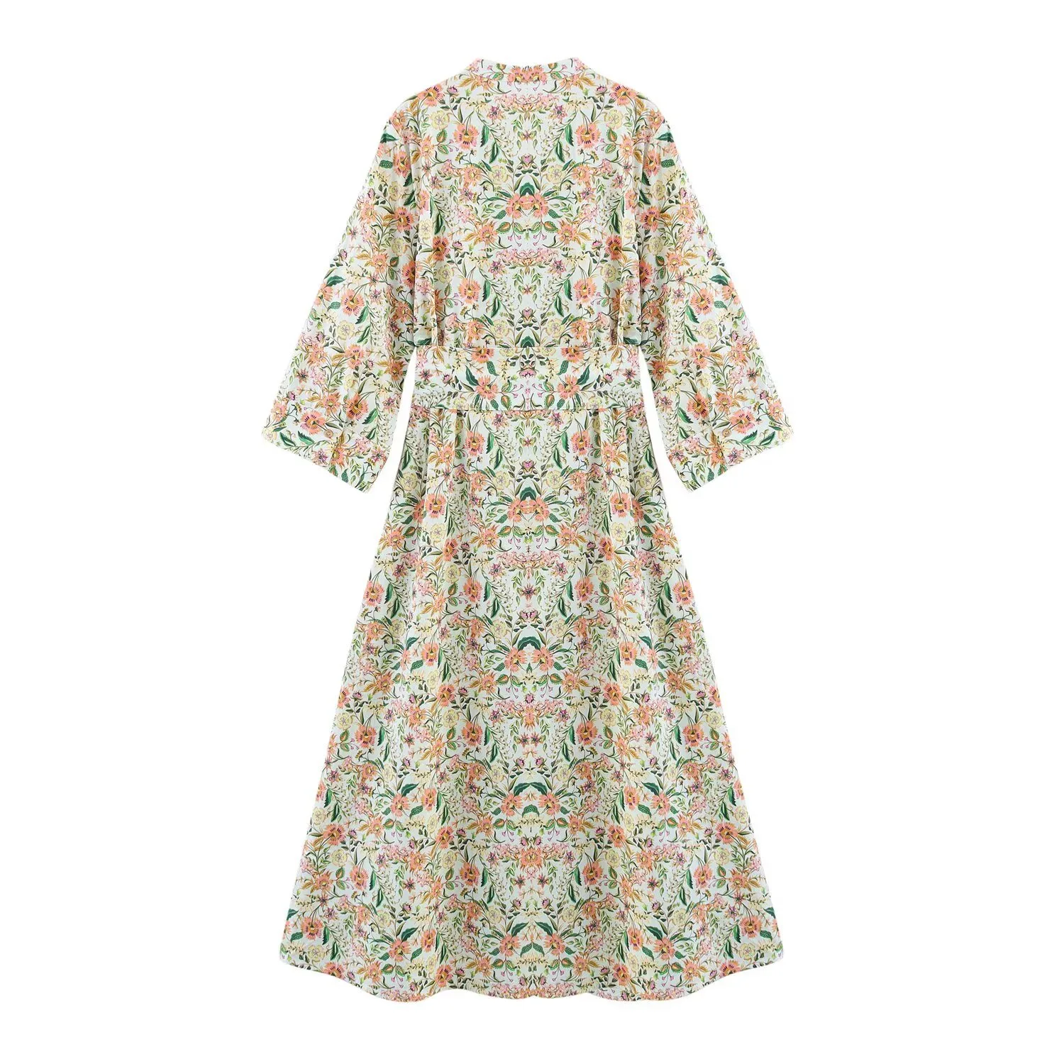 Women's Floral Dress Elegant V Neck Nine Points Sleeve Ditsy Floral Maxi Long Dress Holiday Travel Daily display picture 2