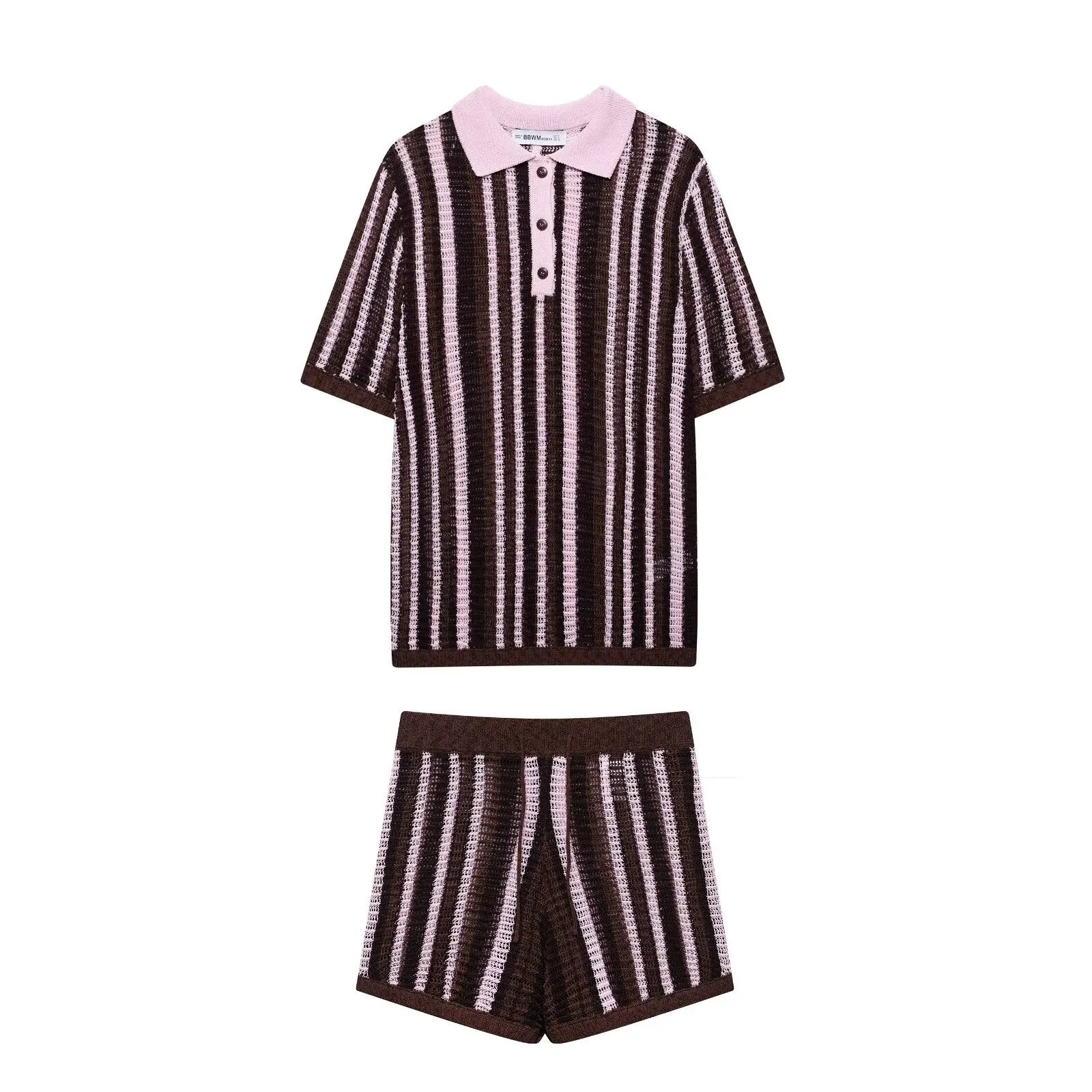 Holiday Daily Selfie Women's Casual Simple Style Streetwear Stripe Knit Shorts Co-ord Set Shorts Sets display picture 1