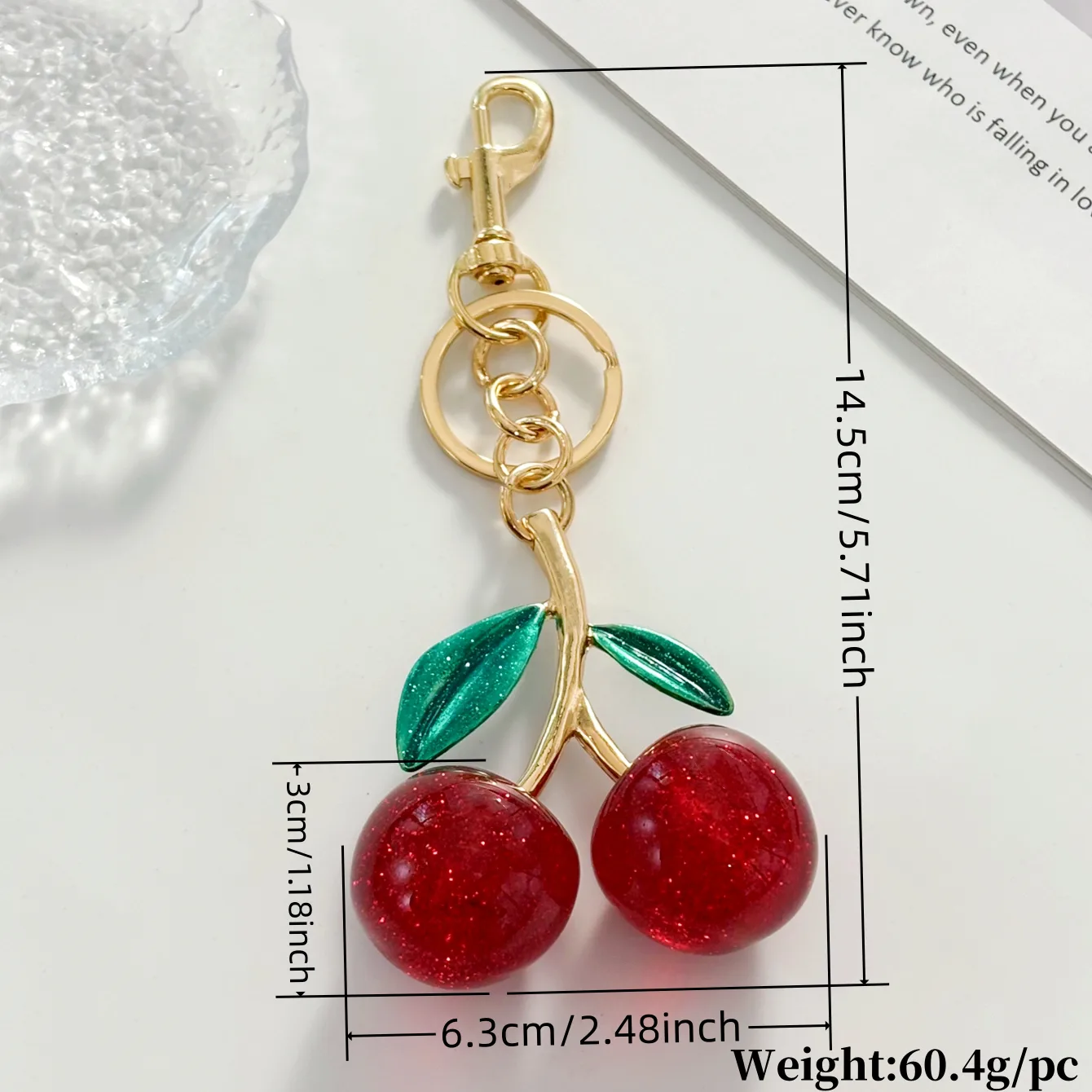 1 Piece All Seasons Alloy Resin Cherry Bag Pendant Keychain display picture 1