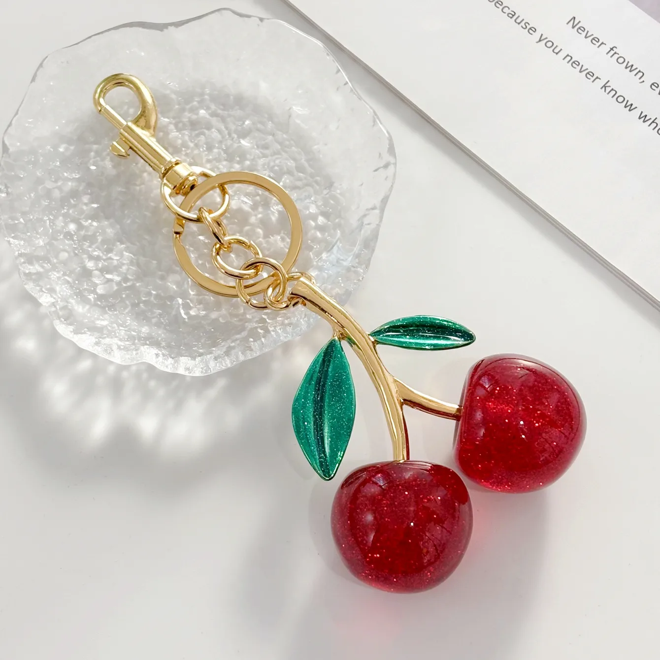 1 Piece All Seasons Alloy Resin Cherry Bag Pendant Keychain display picture 3