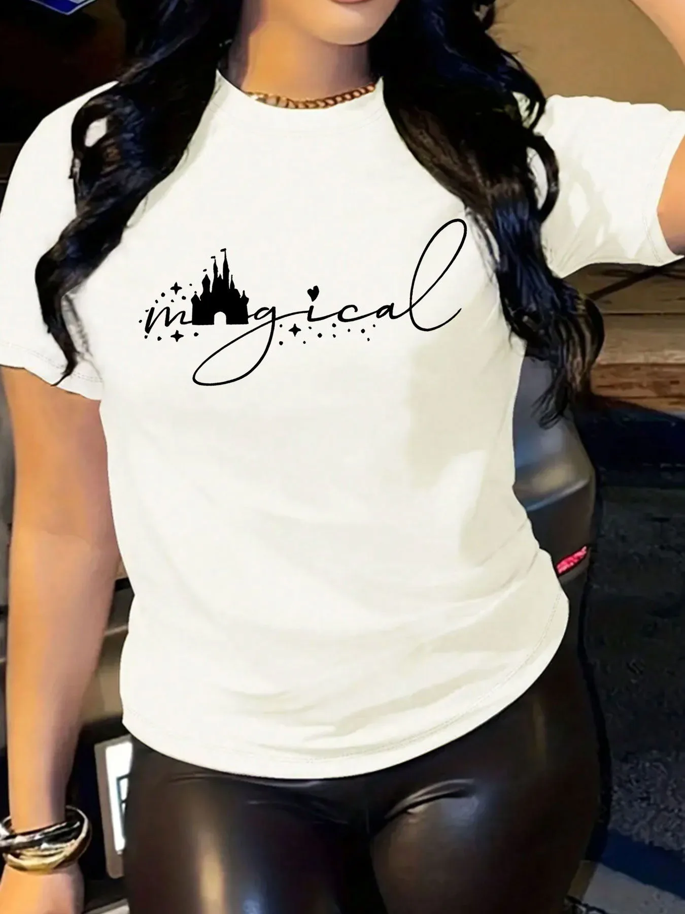 Women's T-shirt Short Sleeve T-Shirts Printing Casual Vocabulary Words/Name display picture 10