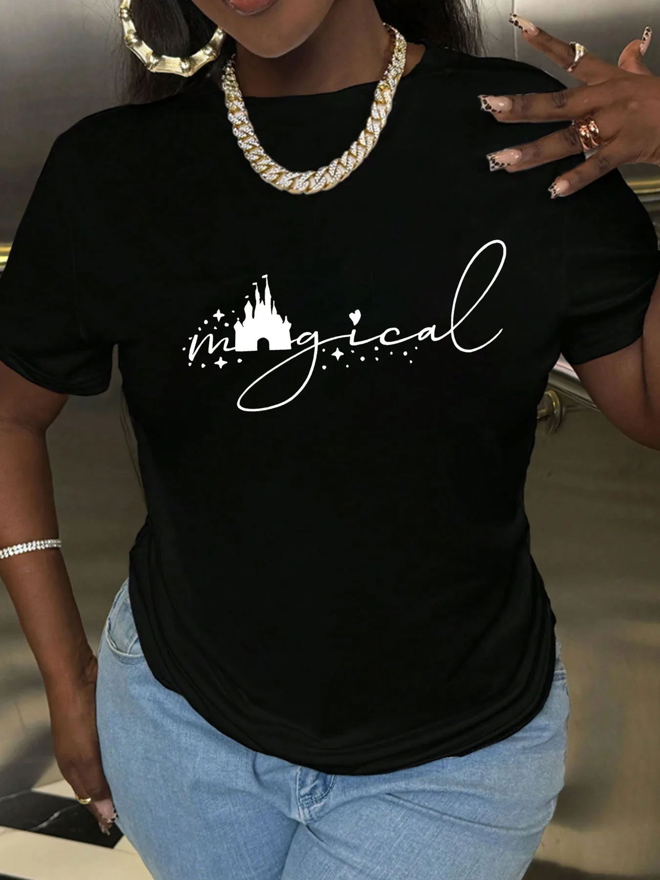 Women's T-shirt Short Sleeve T-Shirts Printing Casual Vocabulary Words/Name display picture 6