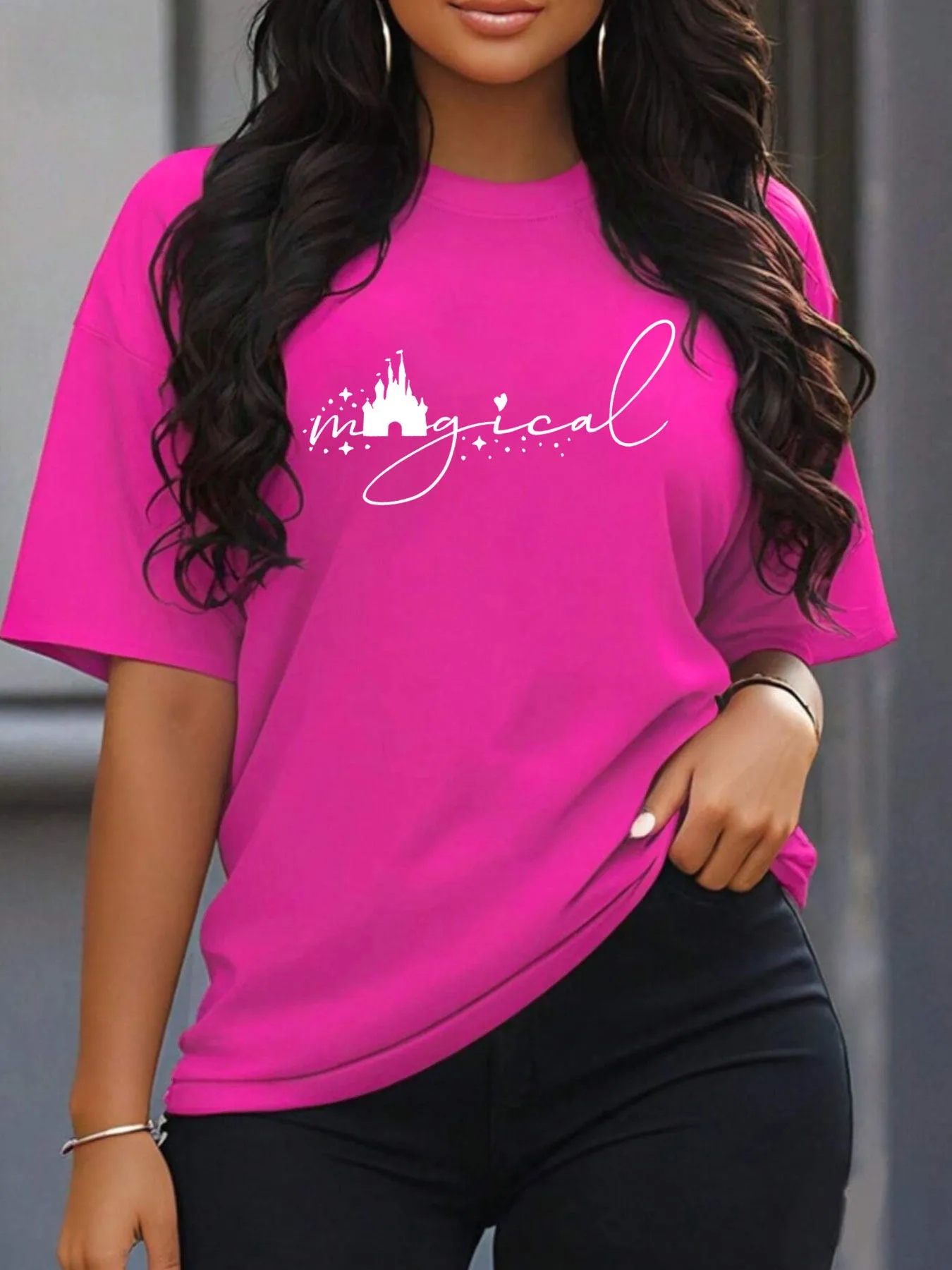 Women's T-shirt Short Sleeve T-Shirts Printing Casual Vocabulary Words/Name display picture 7