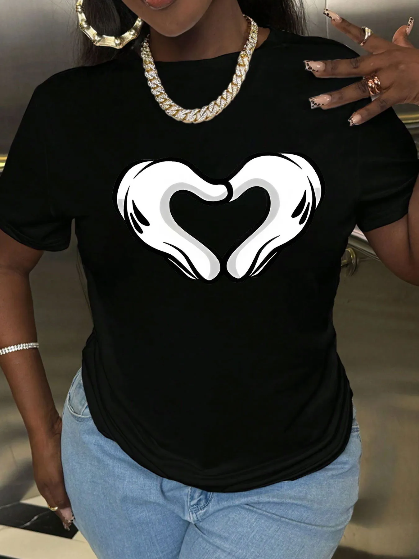 Women's T-shirt Short Sleeve T-Shirts Printing Casual Heart Shape display picture 1