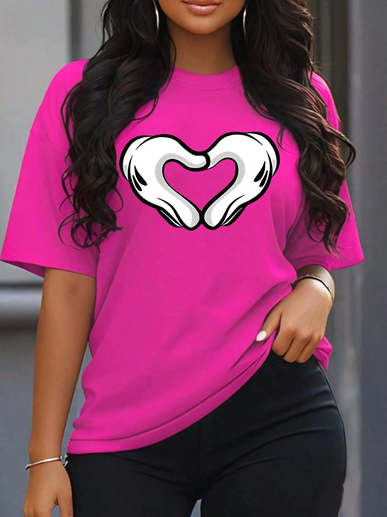 Women's T-shirt Short Sleeve T-Shirts Printing Casual Heart Shape display picture 2