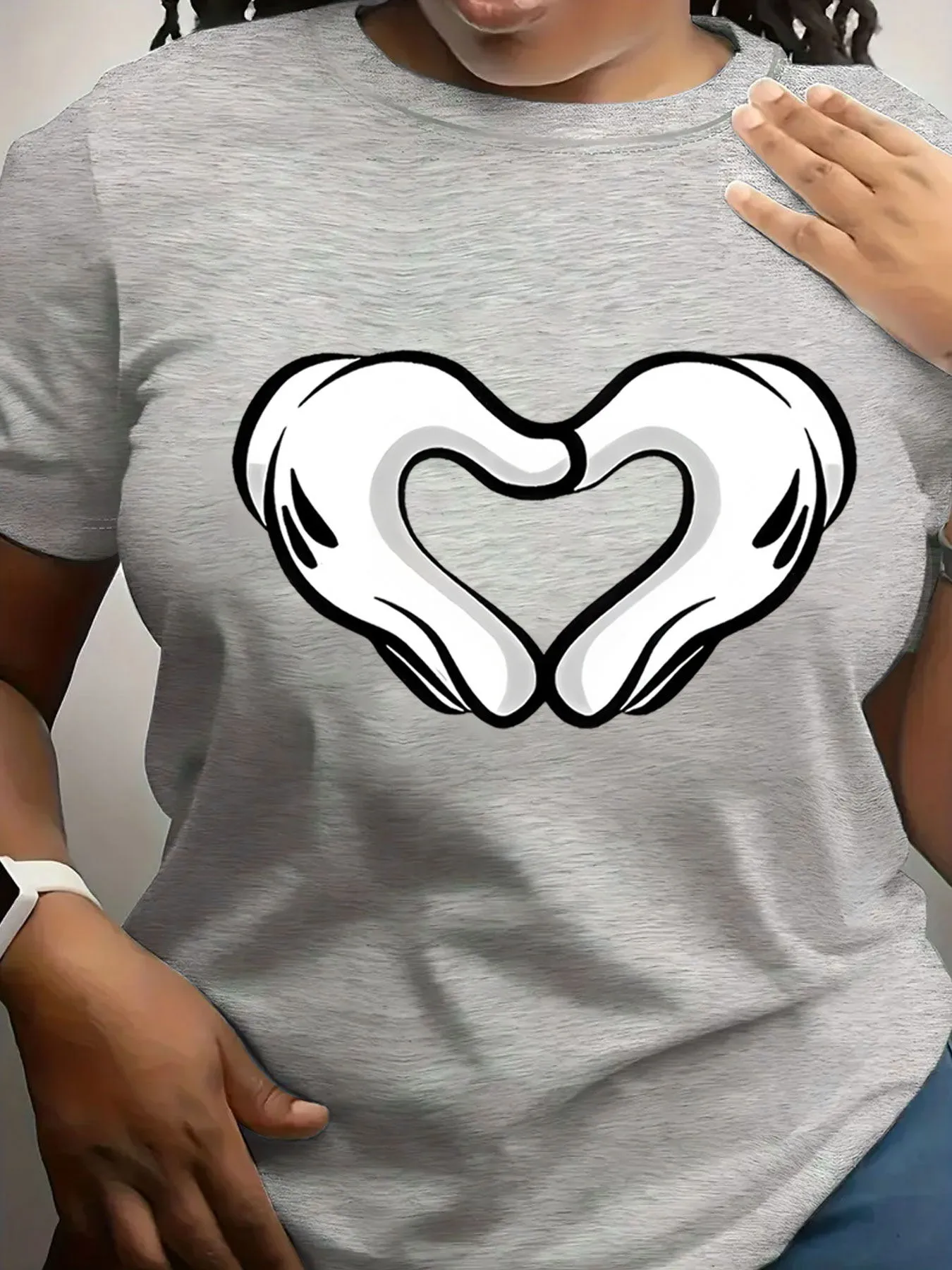 Women's T-shirt Short Sleeve T-Shirts Printing Casual Heart Shape display picture 5