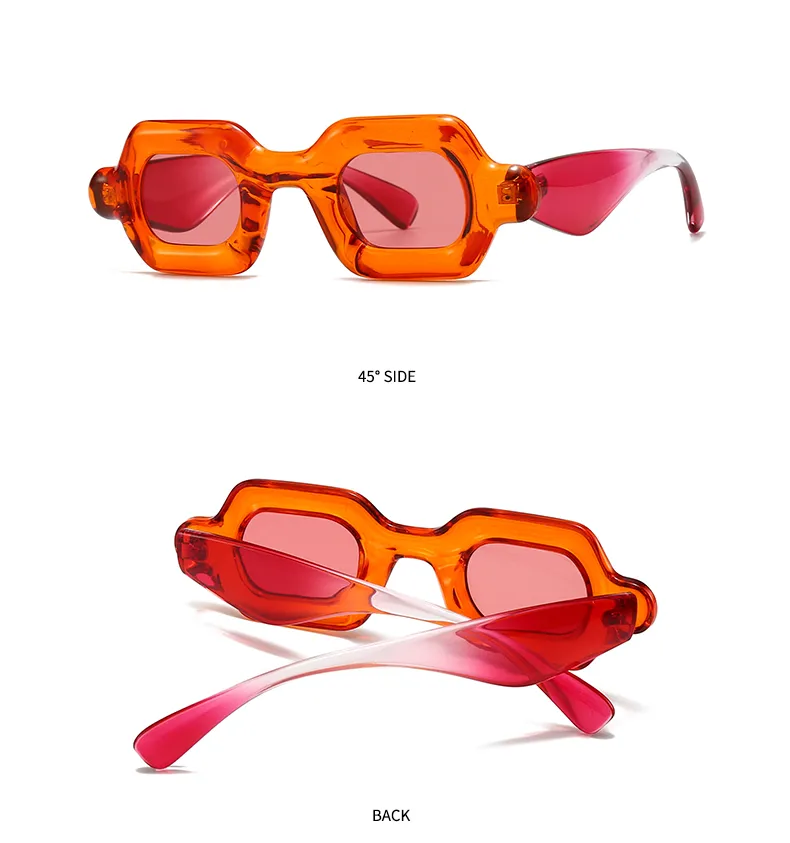 Casual Solid Color Pc Gradient Tinted Lenses Square Full Frame Glasses display picture 12