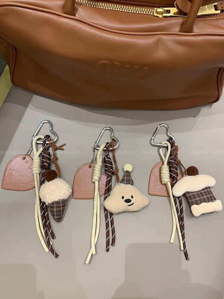 Cute Ins Pendant Plush Miu Woven Rope New Style Climbing Rope Bag Hanging Keychain High Color Value display picture 3