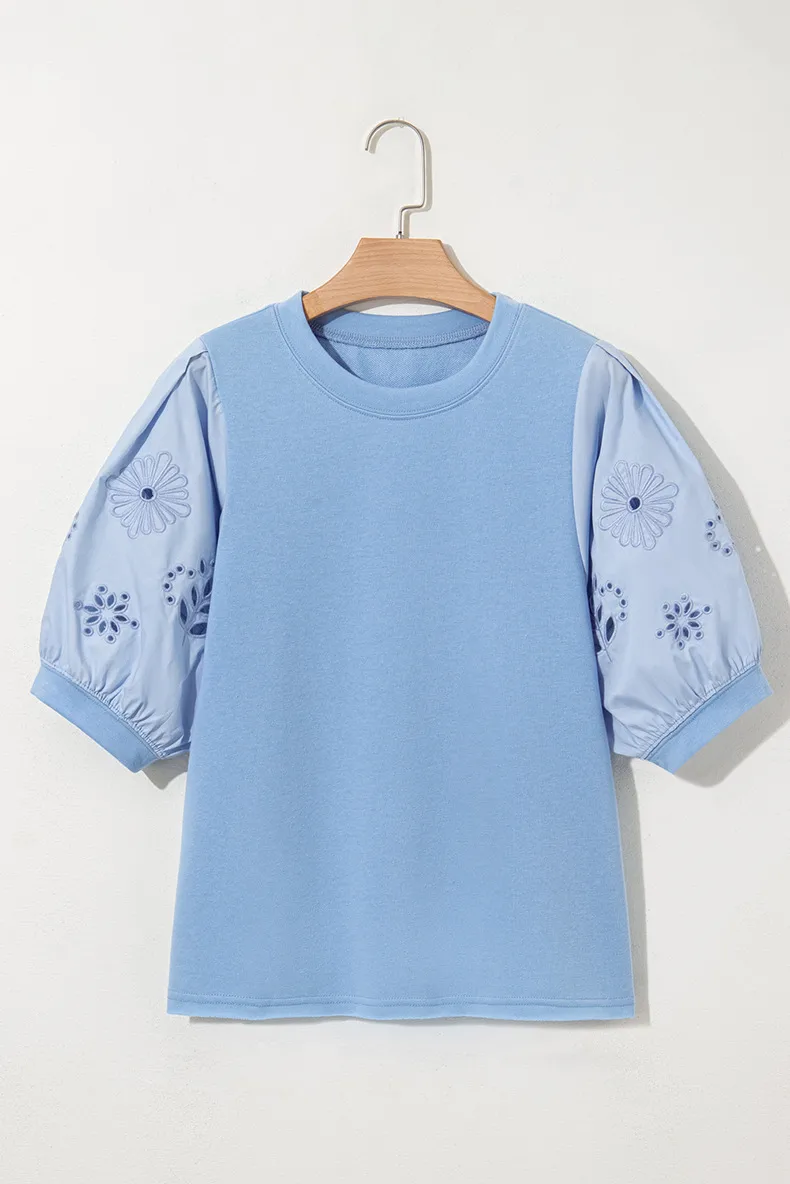 Women's T-shirt Half Sleeve Blouses Simple Style Streetwear Solid Color Flower display picture 5