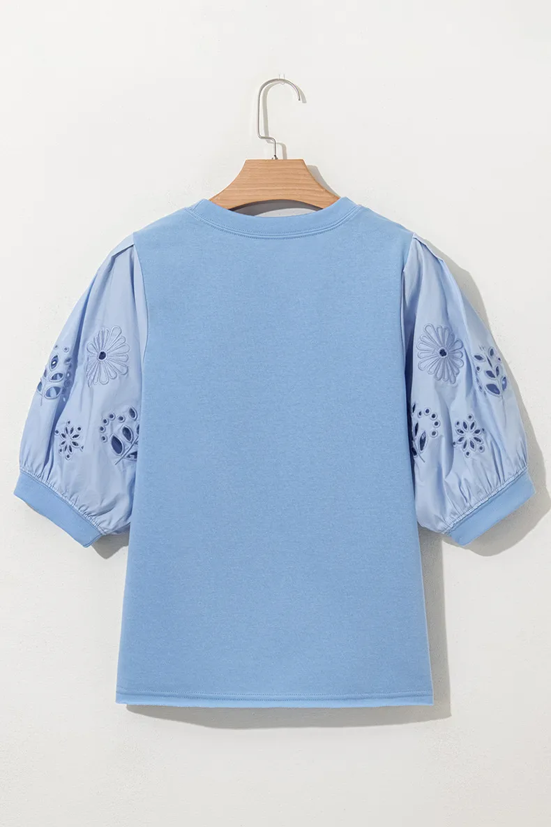 Women's T-shirt Half Sleeve Blouses Simple Style Streetwear Solid Color Flower display picture 6