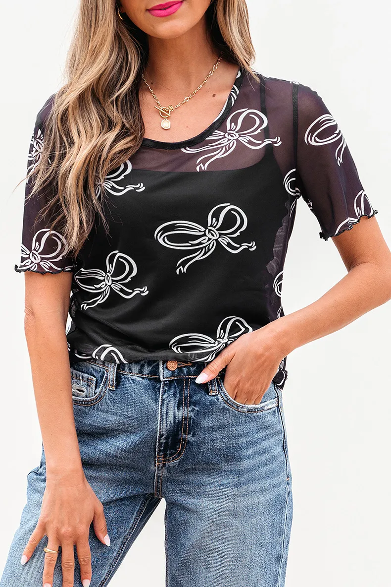 Women's T-shirt Short Sleeve T-Shirts Simple Style Streetwear Bow Knot display picture 1