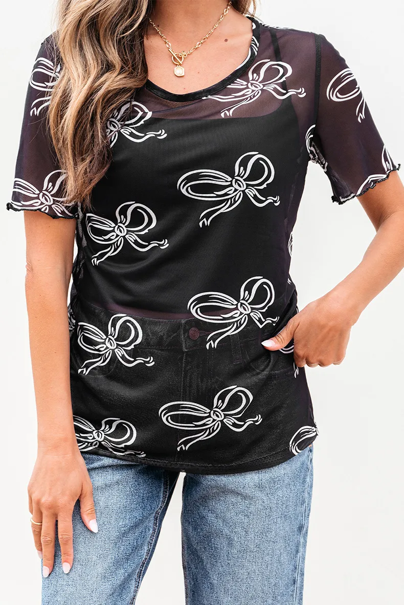 Women's T-shirt Short Sleeve T-Shirts Simple Style Streetwear Bow Knot display picture 2