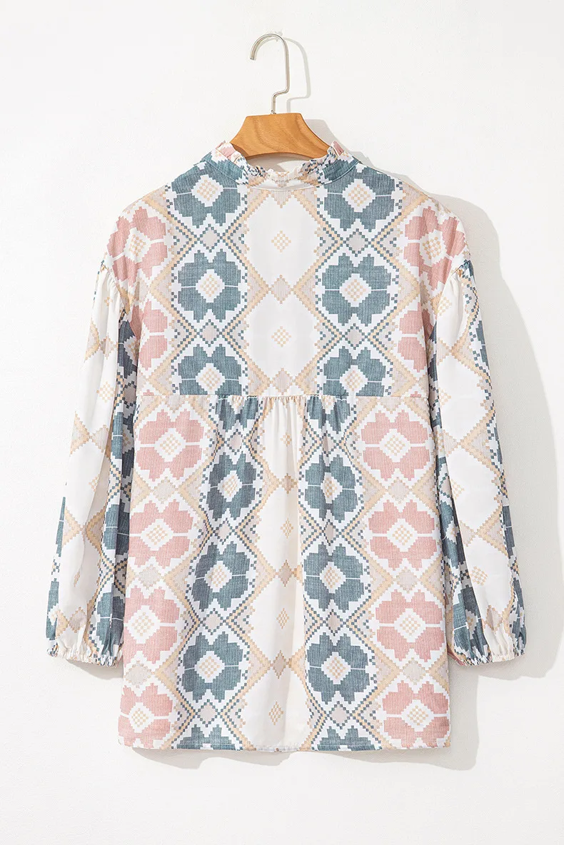 Women's T-shirt 3/4 Length Sleeve T-Shirts Elegant Vintage Style Geometric display picture 6