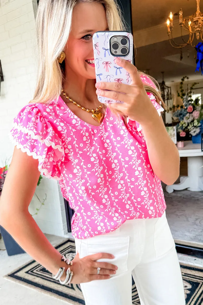 Women's Chiffon Shirt Short Sleeve Blouses Casual Vacation Flower display picture 2