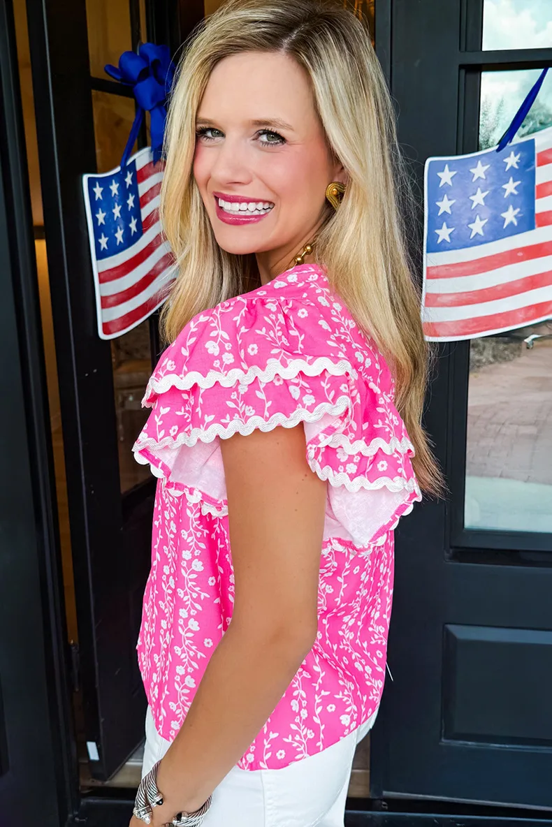 Women's Chiffon Shirt Short Sleeve Blouses Casual Vacation Flower display picture 4