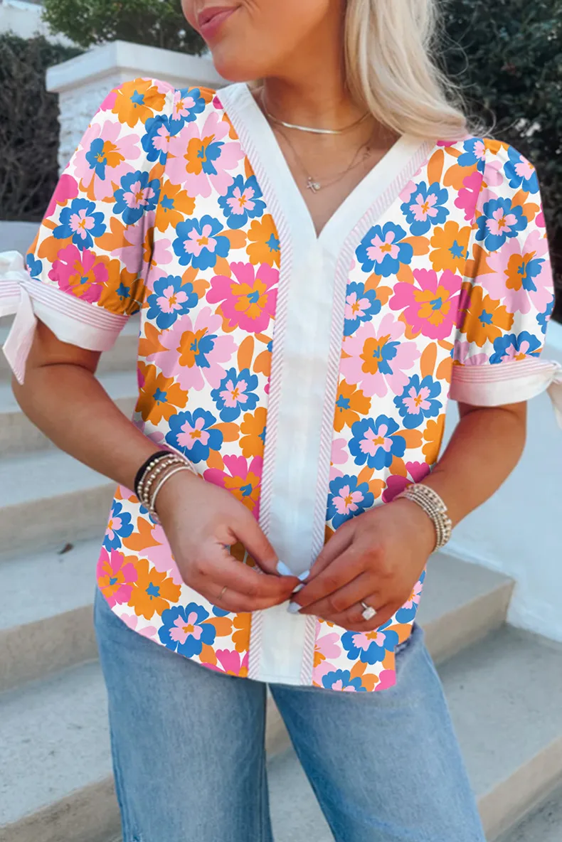 Women's Chiffon Shirt Short Sleeve Blouses Simple Style Classic Style Flower display picture 1
