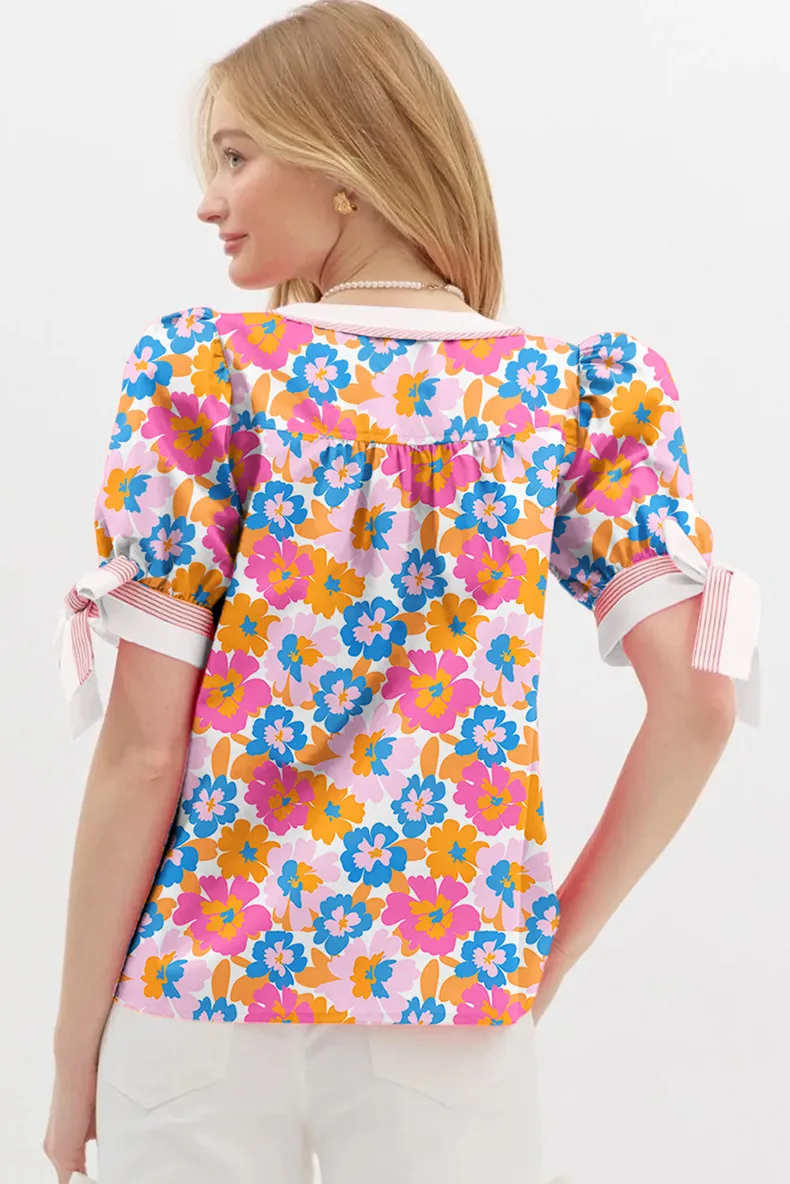 Women's Chiffon Shirt Short Sleeve Blouses Simple Style Classic Style Flower display picture 3