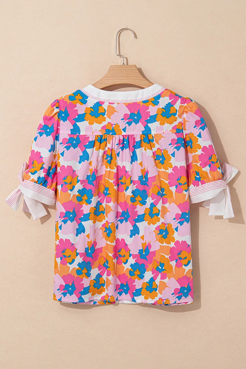 Women's Chiffon Shirt Short Sleeve Blouses Simple Style Classic Style Flower display picture 5