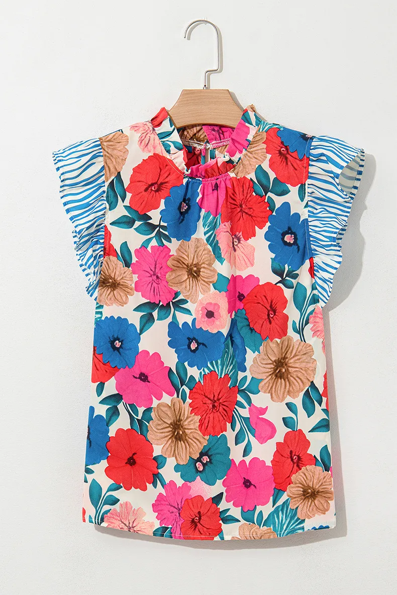 Women's Chiffon Shirt Sleeveless Blouses Bohemian Flower display picture 2