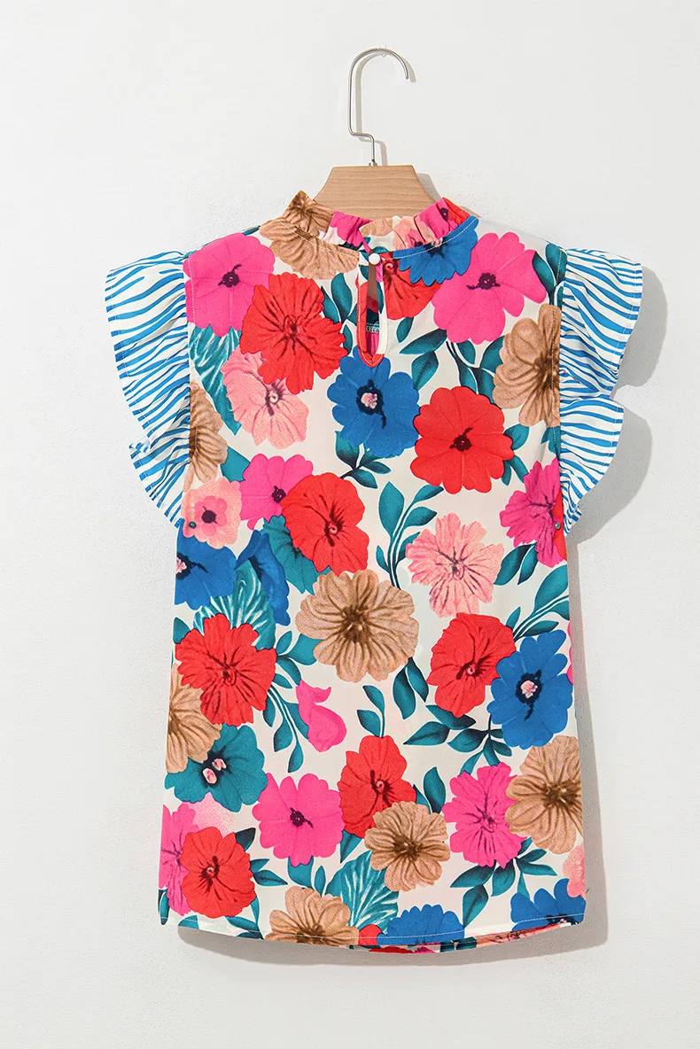 Women's Chiffon Shirt Sleeveless Blouses Bohemian Flower display picture 3