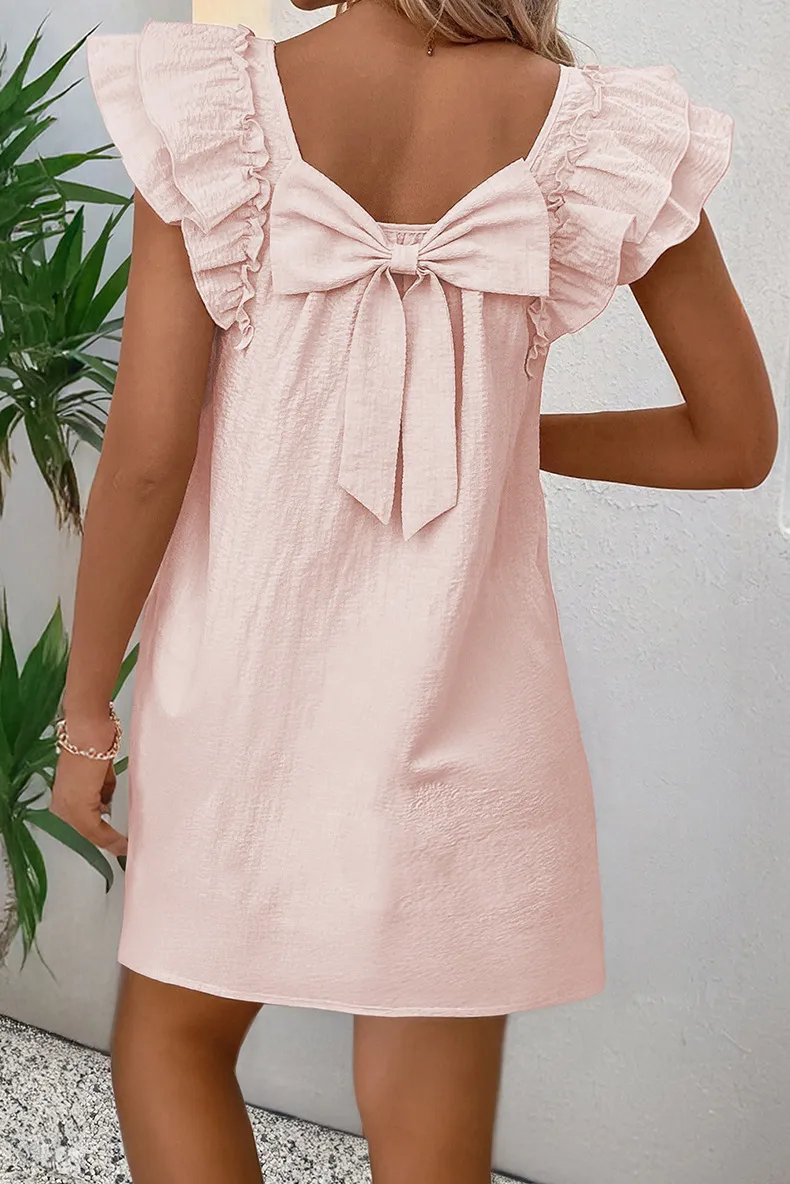 Women's S1562 Casual Simple Style U Neck Short Sleeve Solid Color Above Knee Holiday Daily display picture 2
