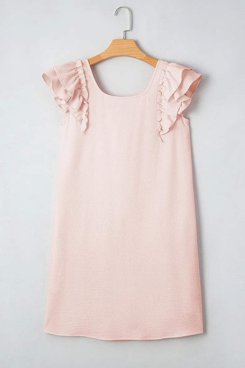 Women's S1562 Casual Simple Style U Neck Short Sleeve Solid Color Above Knee Holiday Daily display picture 3