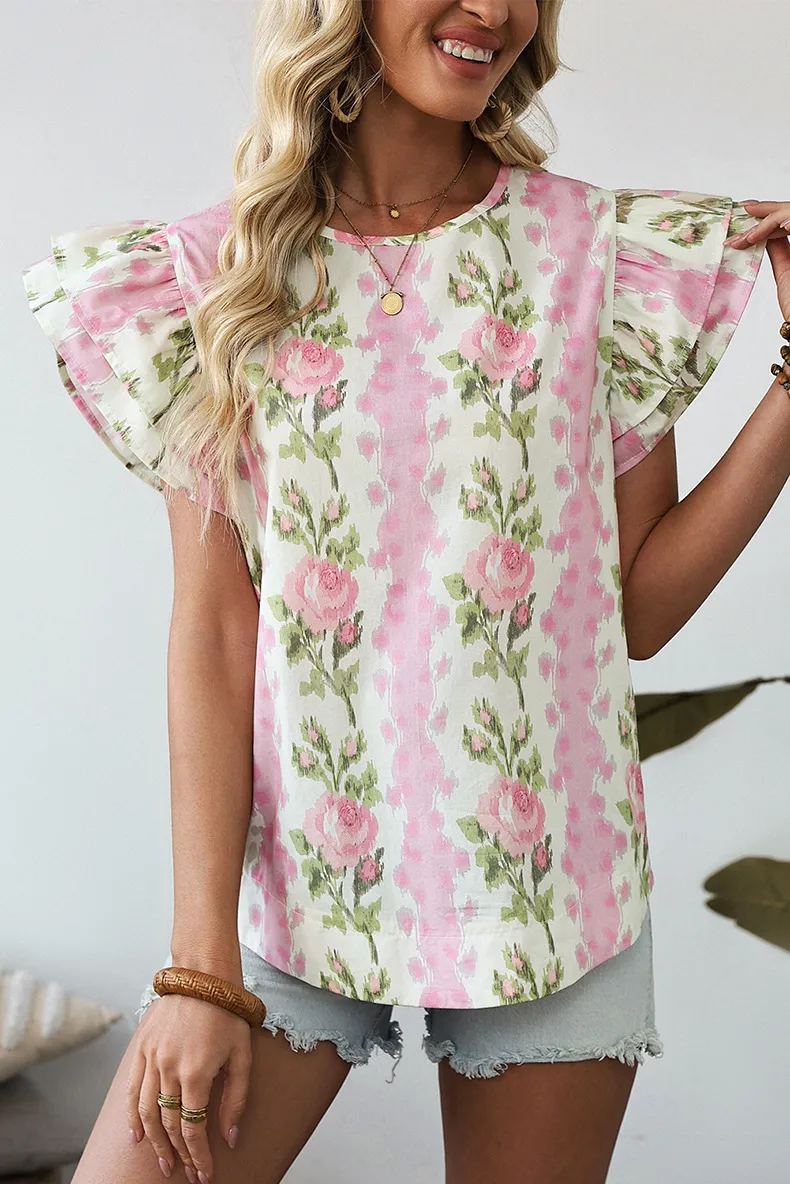 Women's T-shirt Short Sleeve T-Shirts Casual Flower display picture 3