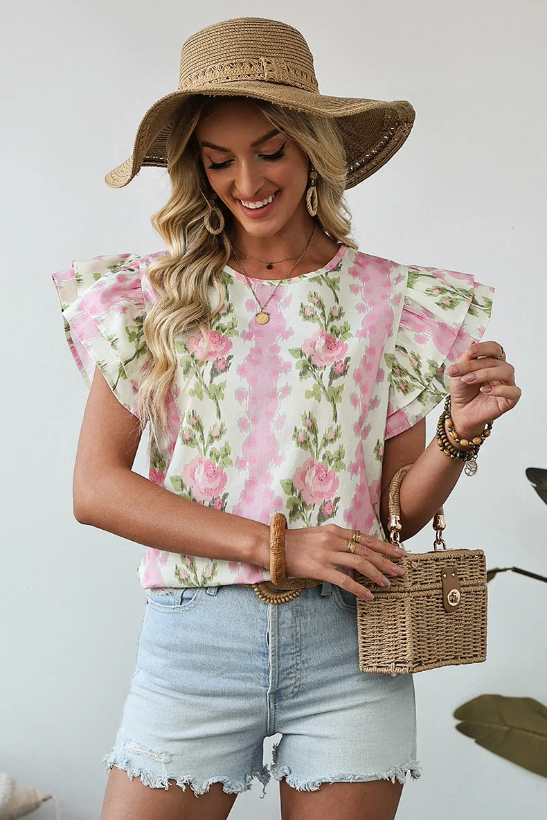 Women's T-shirt Short Sleeve T-Shirts Casual Flower display picture 4