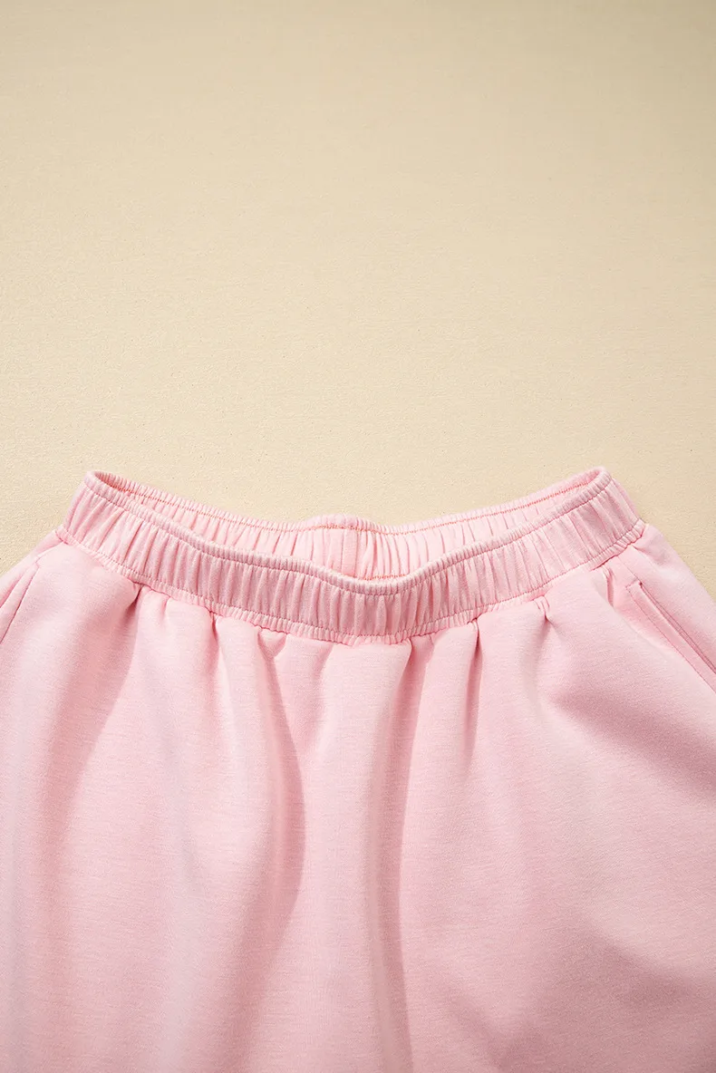 Daily Women's Casual Solid Color Spandex Polyester Viscose Fiber Pearl Shorts Co-ord Set Shorts Sets display picture 9