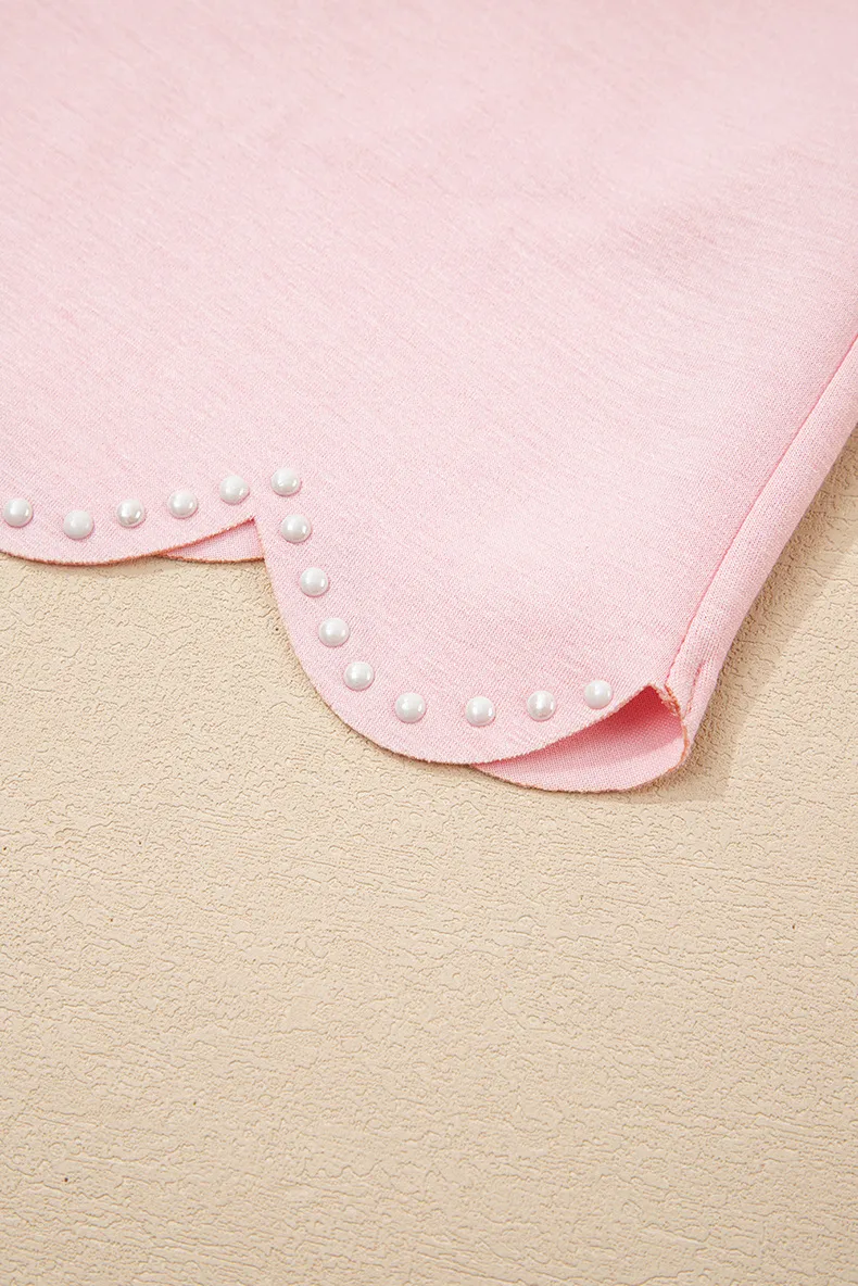 Daily Women's Casual Solid Color Spandex Polyester Viscose Fiber Pearl Shorts Co-ord Set Shorts Sets display picture 12