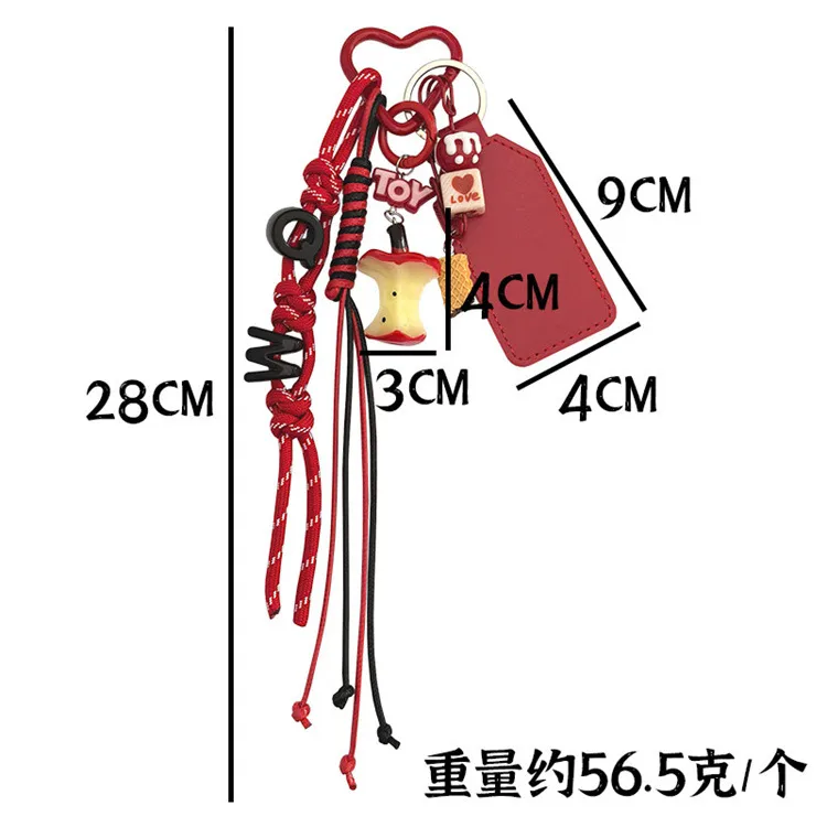 Dopamine Biscuit Miu Style Bag Pendant Girl's Heart Color Braided Rope Creative Schoolbag Keychain All-match Style display picture 2