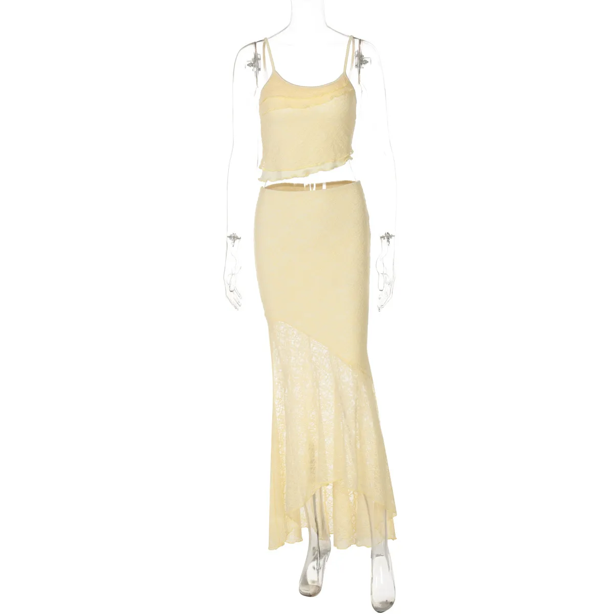 Holiday Banquet Daily Women's Elegant Solid Color Nylon Spandex Lace Skirt Co-ord Set Shorts Sets display picture 10