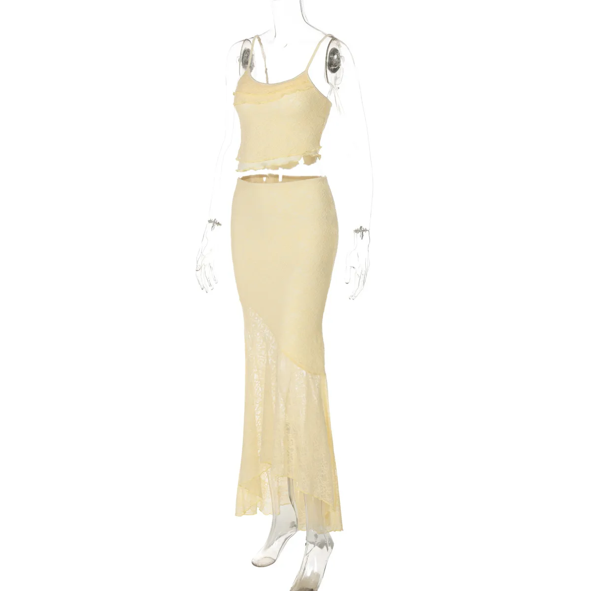Holiday Banquet Daily Women's Elegant Solid Color Nylon Spandex Lace Skirt Co-ord Set Shorts Sets display picture 11