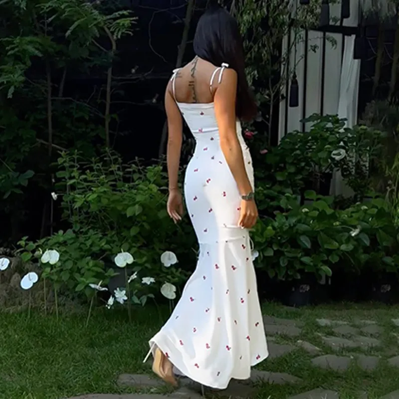 Women's Strap Dress Elegant Strap Slit Pleated Sleeveless Flower Leopard Maxi Long Dress Holiday Daily display picture 3