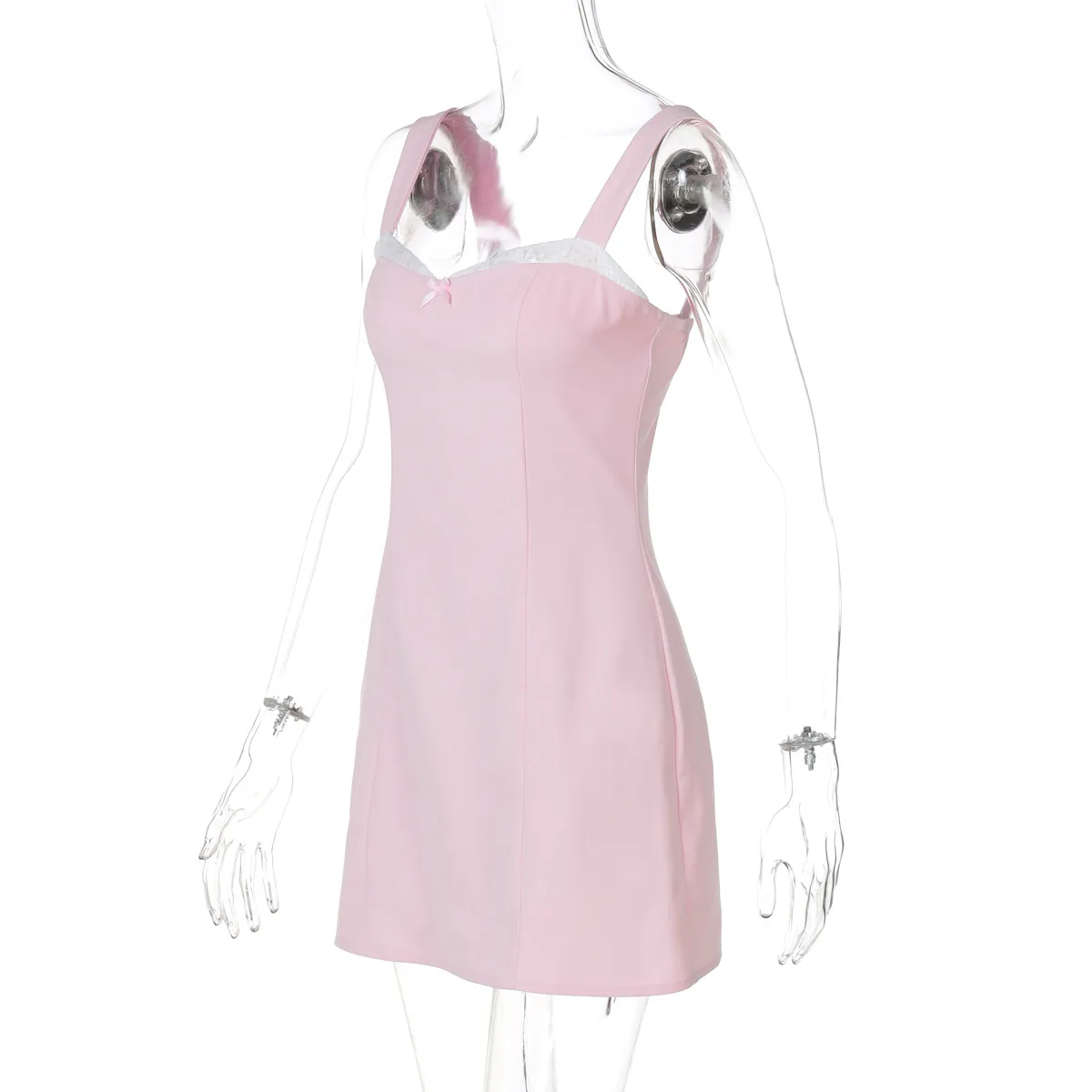 Women's Strap Dress Elegant Strap Lace Sleeveless Solid Color Above Knee Holiday Daily display picture 9