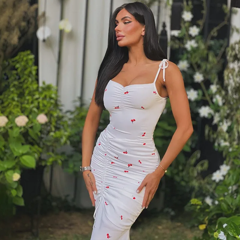 Women's Strap Dress Elegant Strap Slit Pleated Sleeveless Flower Leopard Maxi Long Dress Holiday Daily display picture 5