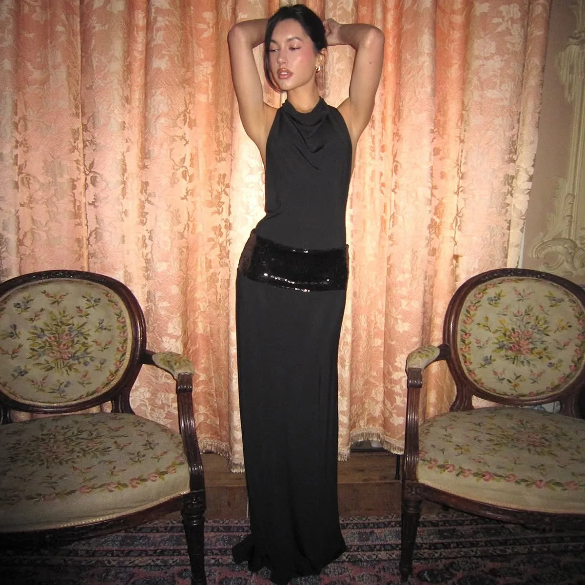 Women's Sheath Dress Elegant Sexy Halter Neck Backless Sleeveless Solid Color Maxi Long Dress Holiday Banquet Daily display picture 6