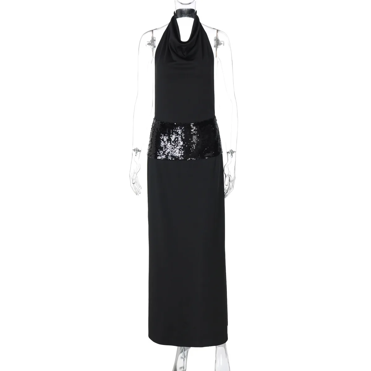 Women's Sheath Dress Elegant Sexy Halter Neck Backless Sleeveless Solid Color Maxi Long Dress Holiday Banquet Daily display picture 8