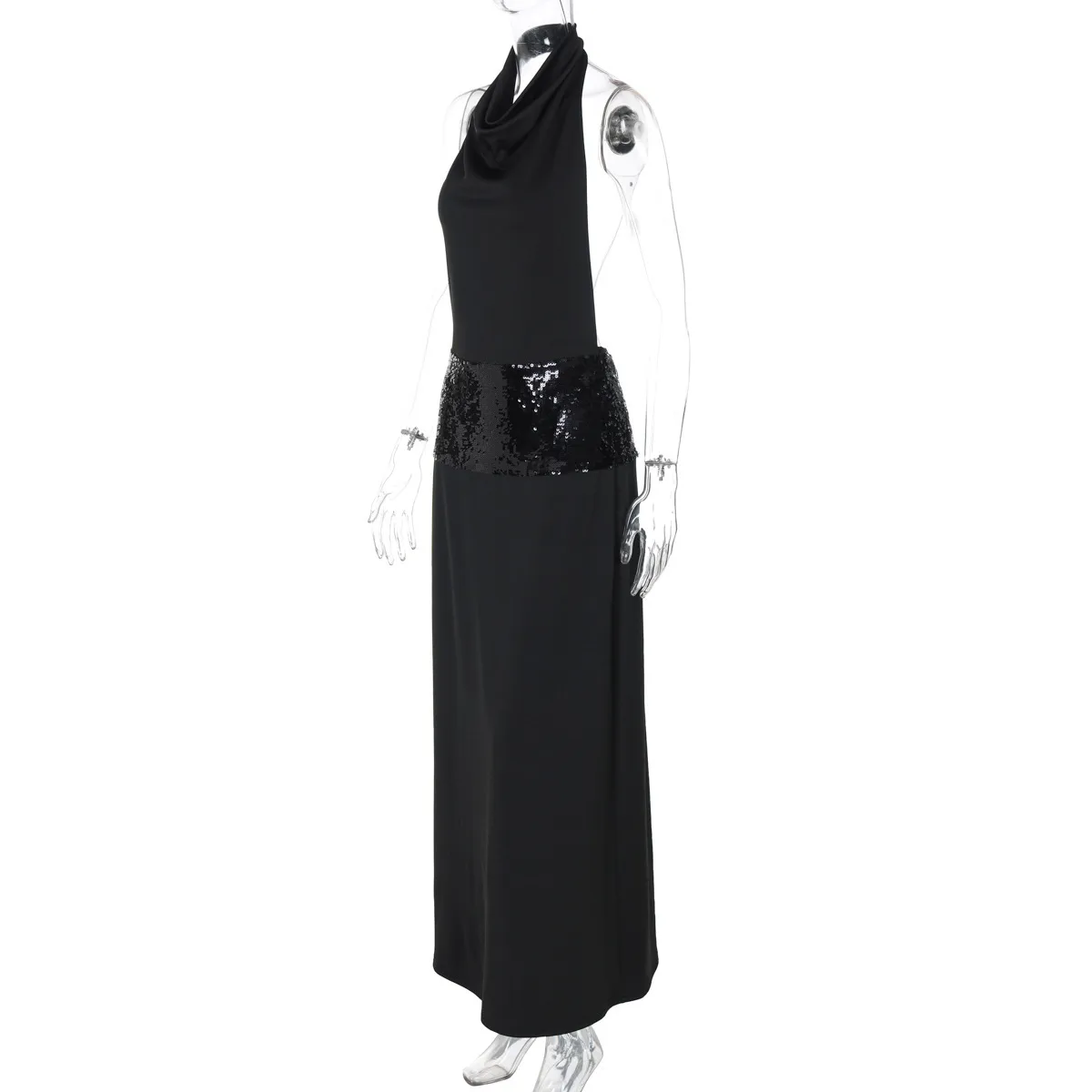 Women's Sheath Dress Elegant Sexy Halter Neck Backless Sleeveless Solid Color Maxi Long Dress Holiday Banquet Daily display picture 9