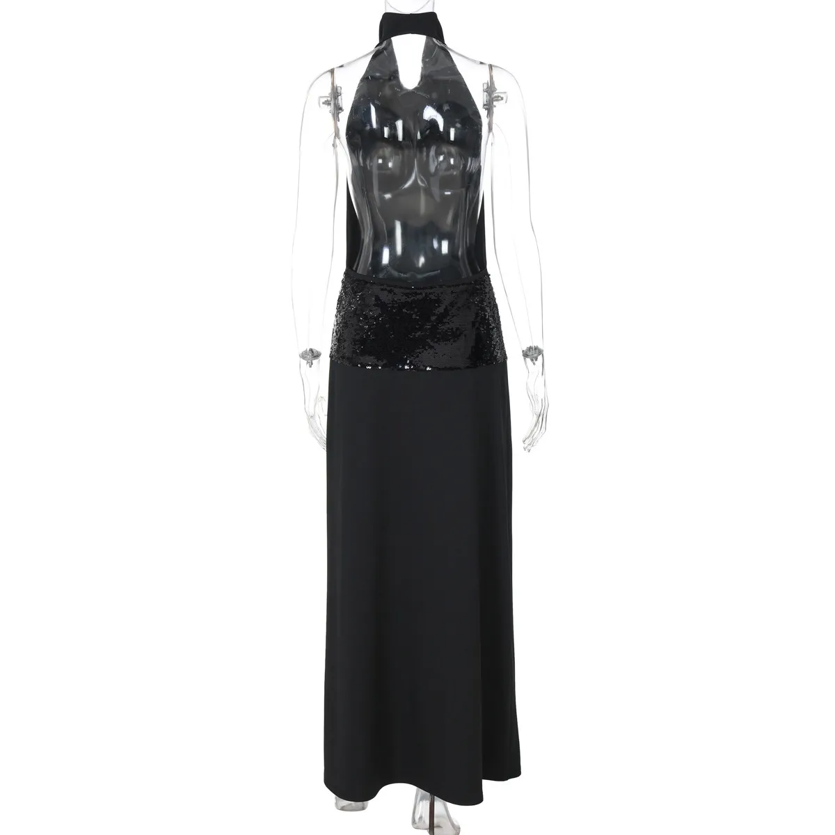 Women's Sheath Dress Elegant Sexy Halter Neck Backless Sleeveless Solid Color Maxi Long Dress Holiday Banquet Daily display picture 10