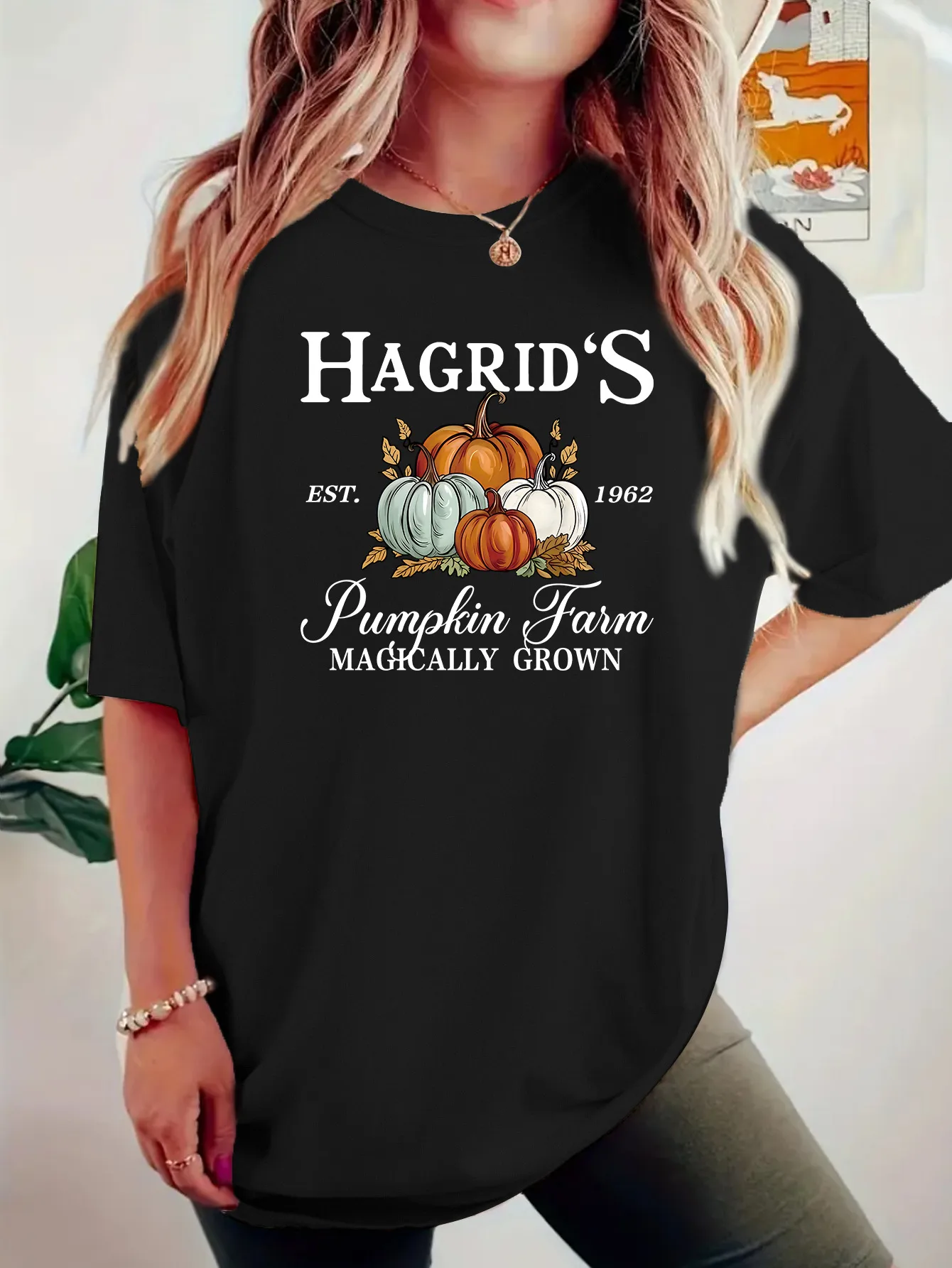 Women's T-shirt Short Sleeve T-Shirts Casual Vocabulary Words/Name Pumpkin display picture 2