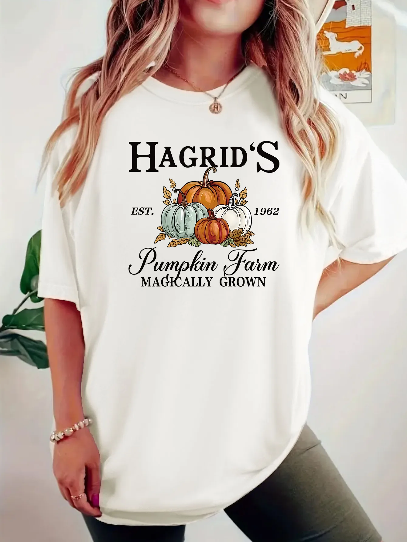 Women's T-shirt Short Sleeve T-Shirts Casual Vocabulary Words/Name Pumpkin display picture 4