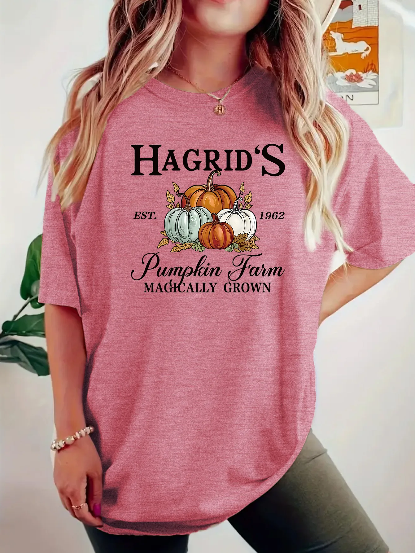 Women's T-shirt Short Sleeve T-Shirts Casual Vocabulary Words/Name Pumpkin display picture 5