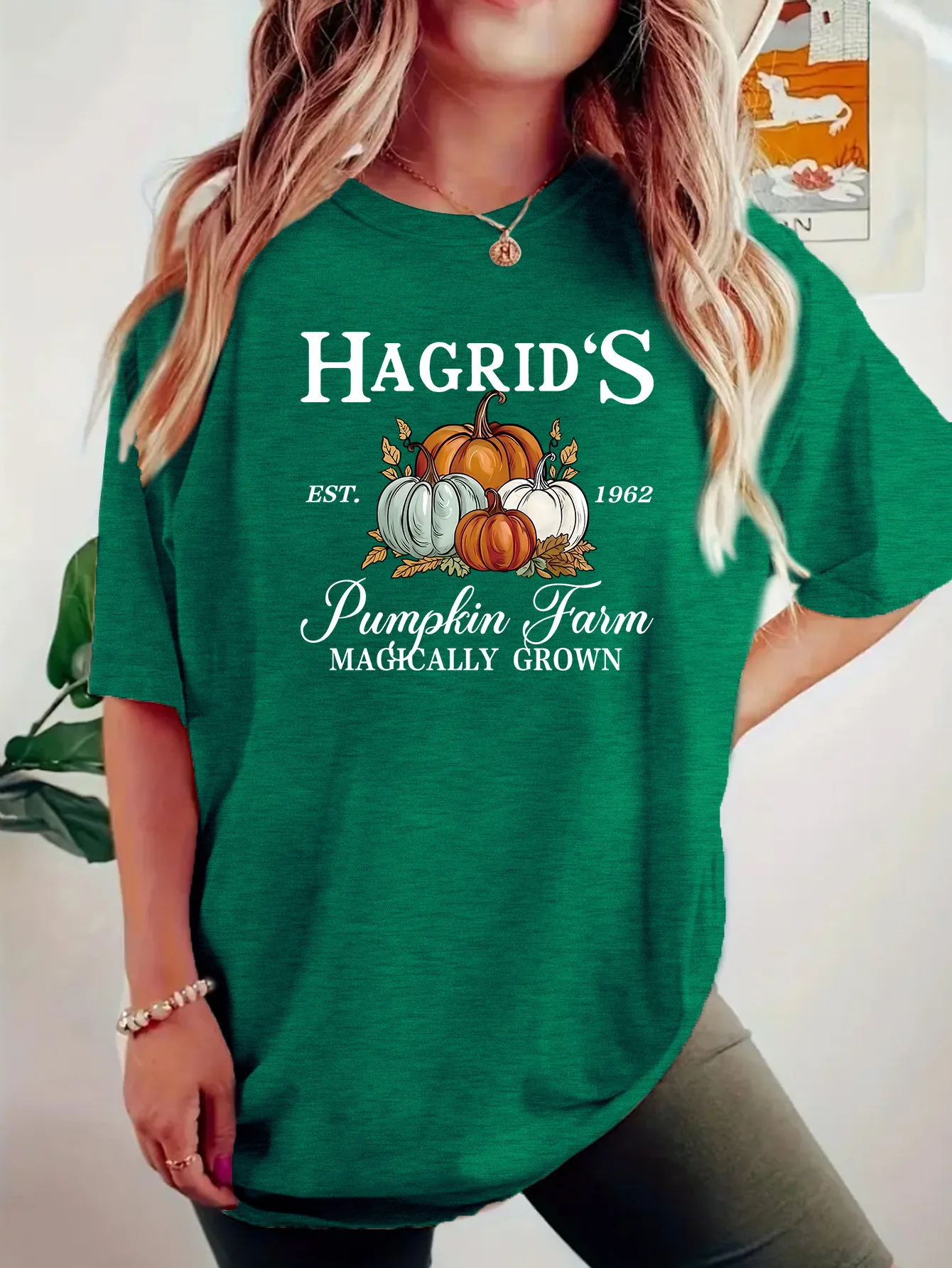 Women's T-shirt Short Sleeve T-Shirts Casual Vocabulary Words/Name Pumpkin display picture 7