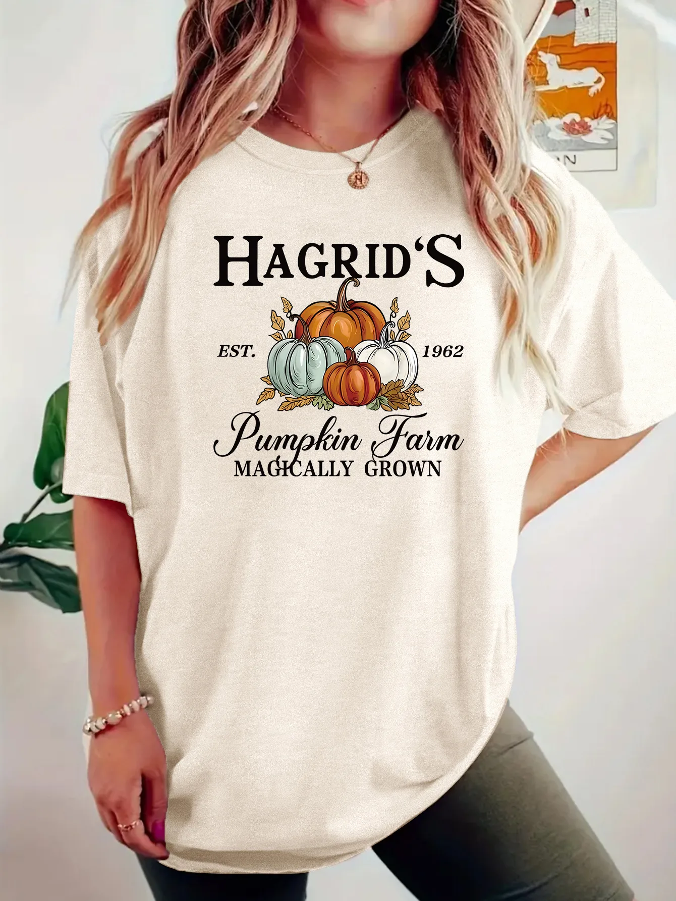 Women's T-shirt Short Sleeve T-Shirts Casual Vocabulary Words/Name Pumpkin display picture 8